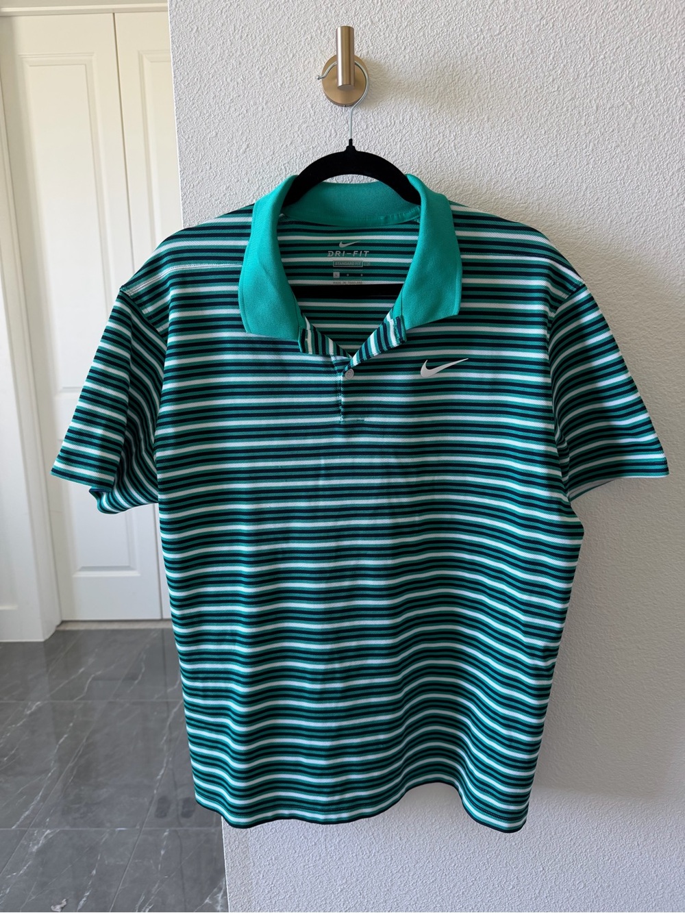 Nike Dri-Fit Men's Teal Striped Polo Shirt